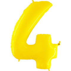 40" Number 4 - Yellow Foil Mylar Balloon