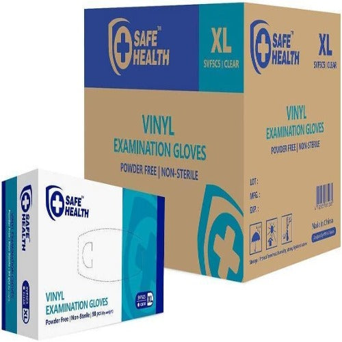 Cear Vinyl Disposable Medical Grade Gloves Latex Free Powder Free-Box of 100 Ct. Pack of 10-X Large