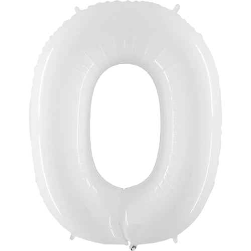 40 Number 0 - White Foil Mylar Balloon
