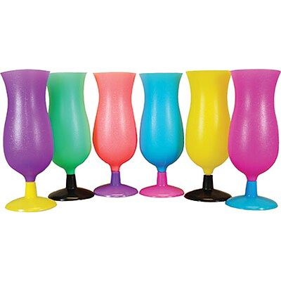 14 Oz Neon Plastic Hurricane Glasses - Pack of 6