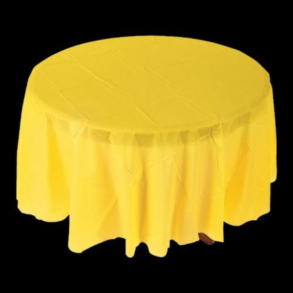 Yellow Round Plastic Tablecloth