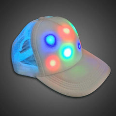 LED Light Up White Cap Trucker Baseball Hat