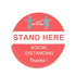 Stand Here Social Distancing Floor Decal Stickers, 6.7" Round Safety Sign - Pack of 5
