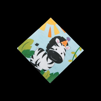 1st Birthday Zoo Beverage Napkins
